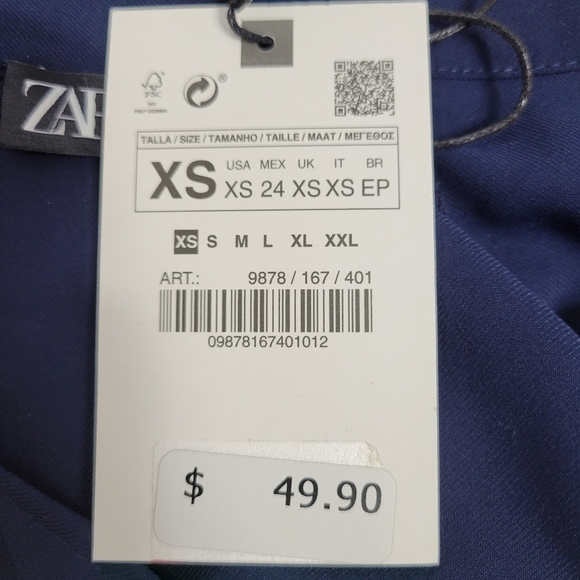 ZARA Navy Blue Pleated Dress, Size XSMALL - Picture 16 of 16